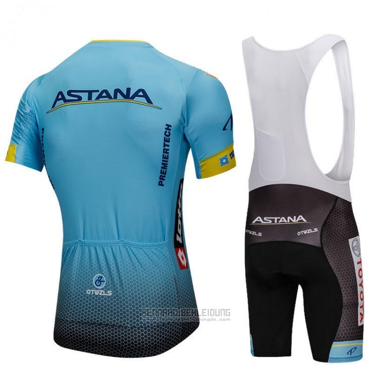 2018 Fahrradbekleidung Astana Blau Trikot Kurzarm und Tragerhose